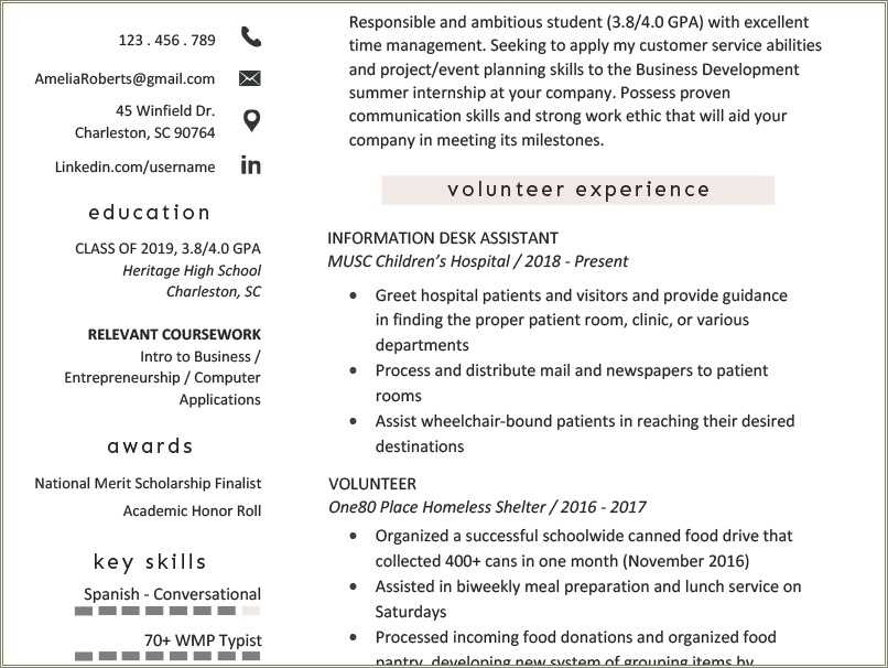 College resume examples for high school seniors resume example gallery