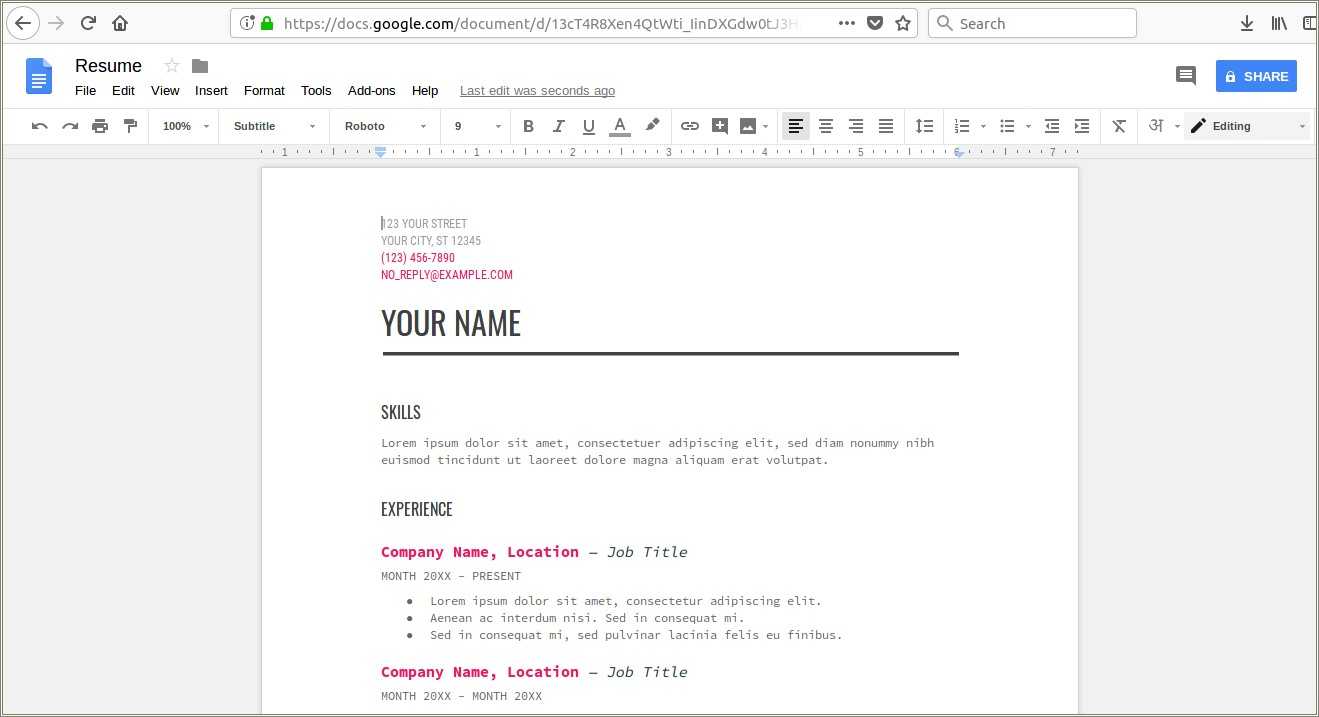 College Student Resume Template Google Docs Resume Example Gallery