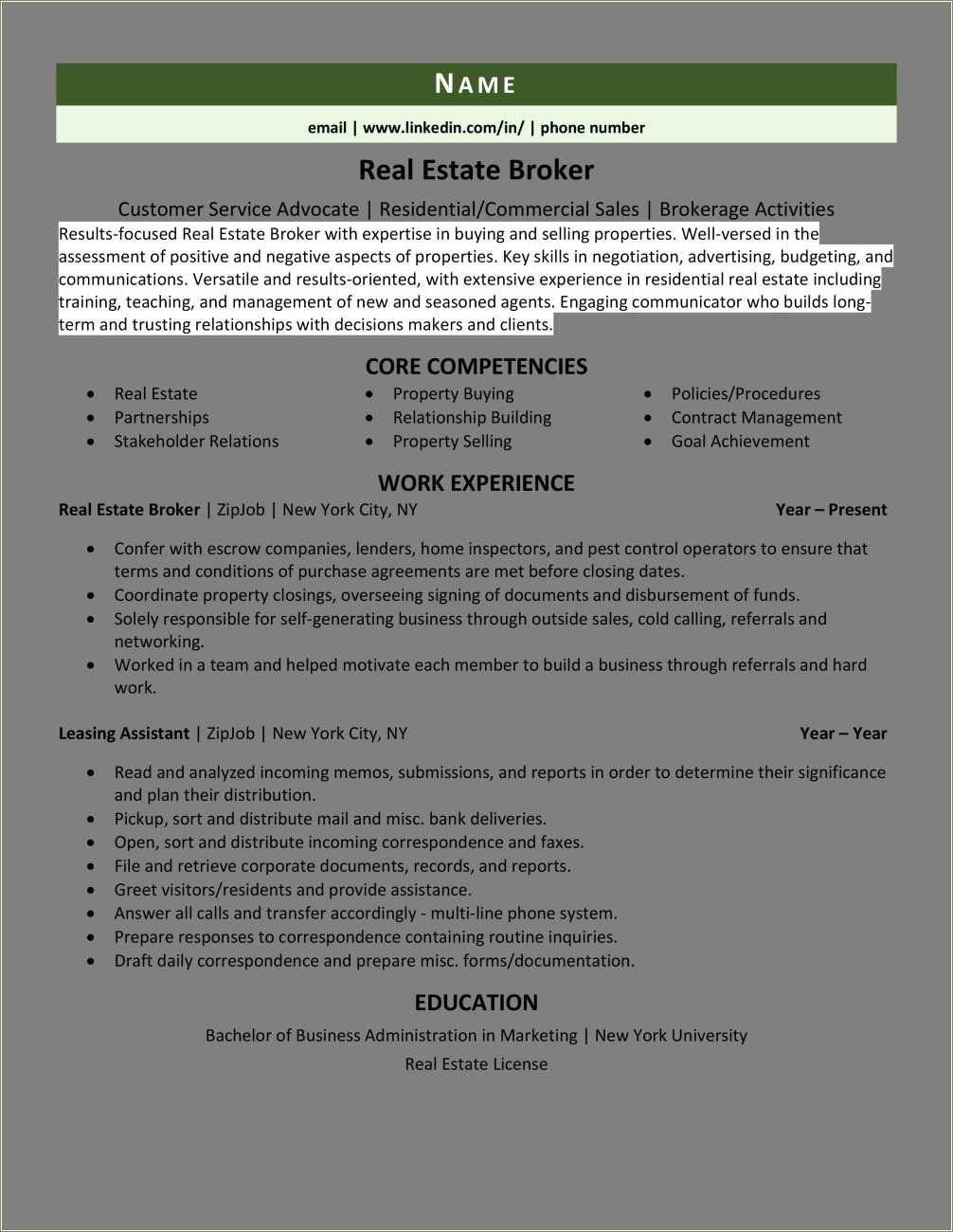 Real Estate Agent Resume Job Description Pdf Resume Example Gallery