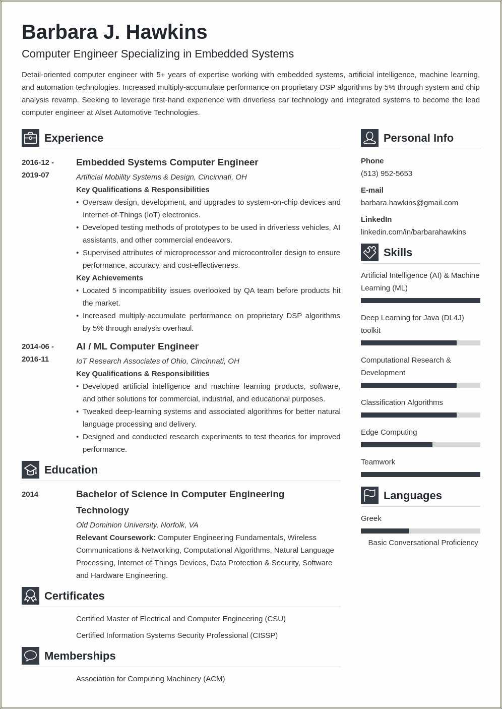 Computer Hardware Engineer Resume Examples