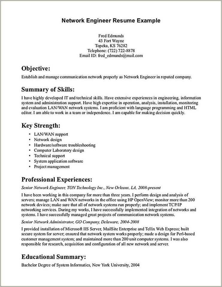 Computer Hardware Networking Resume Samples