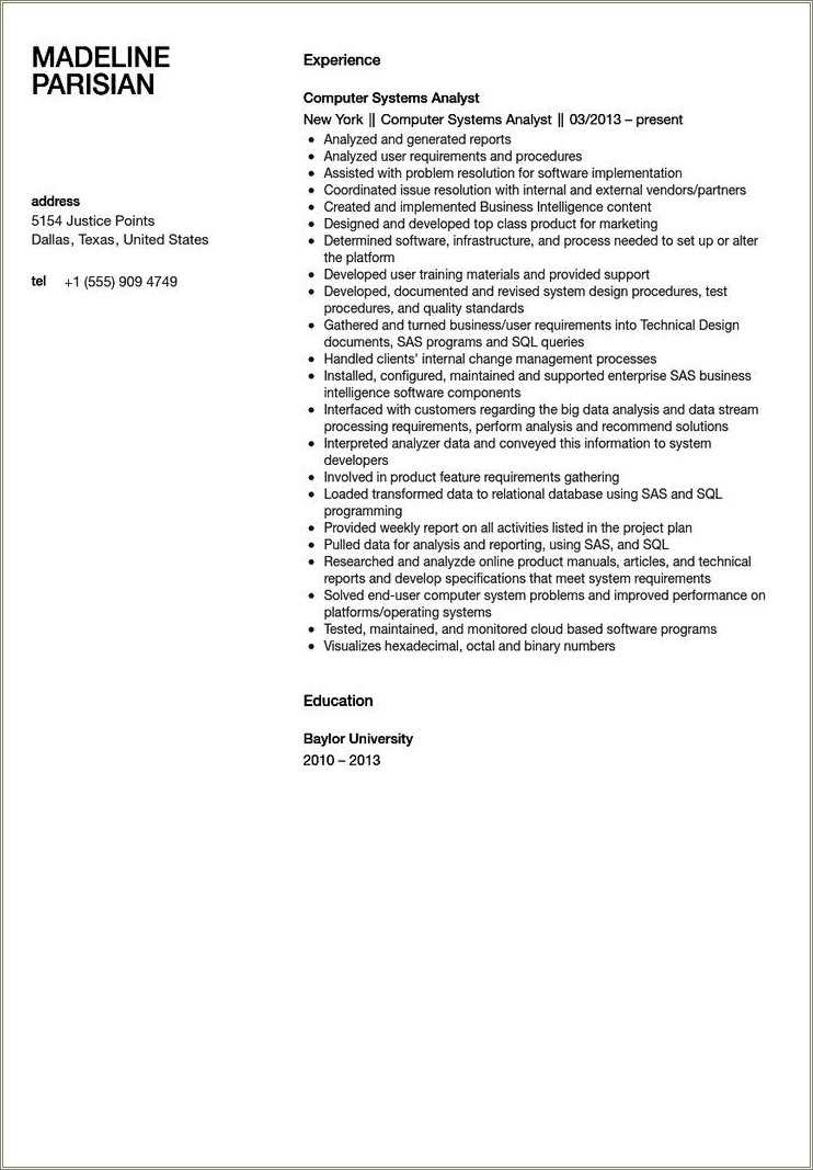 Computer Information Systems Teacher Resume Samples