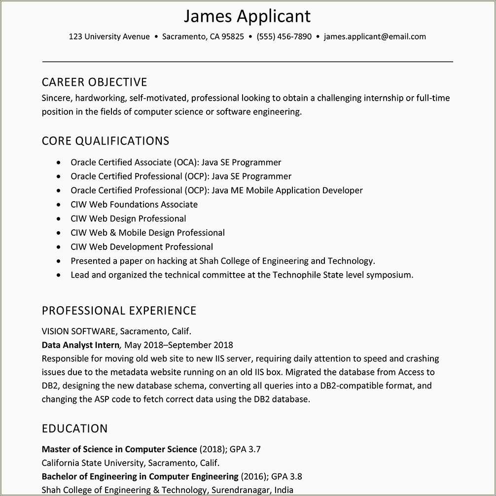 Computer Job Objective For Resume