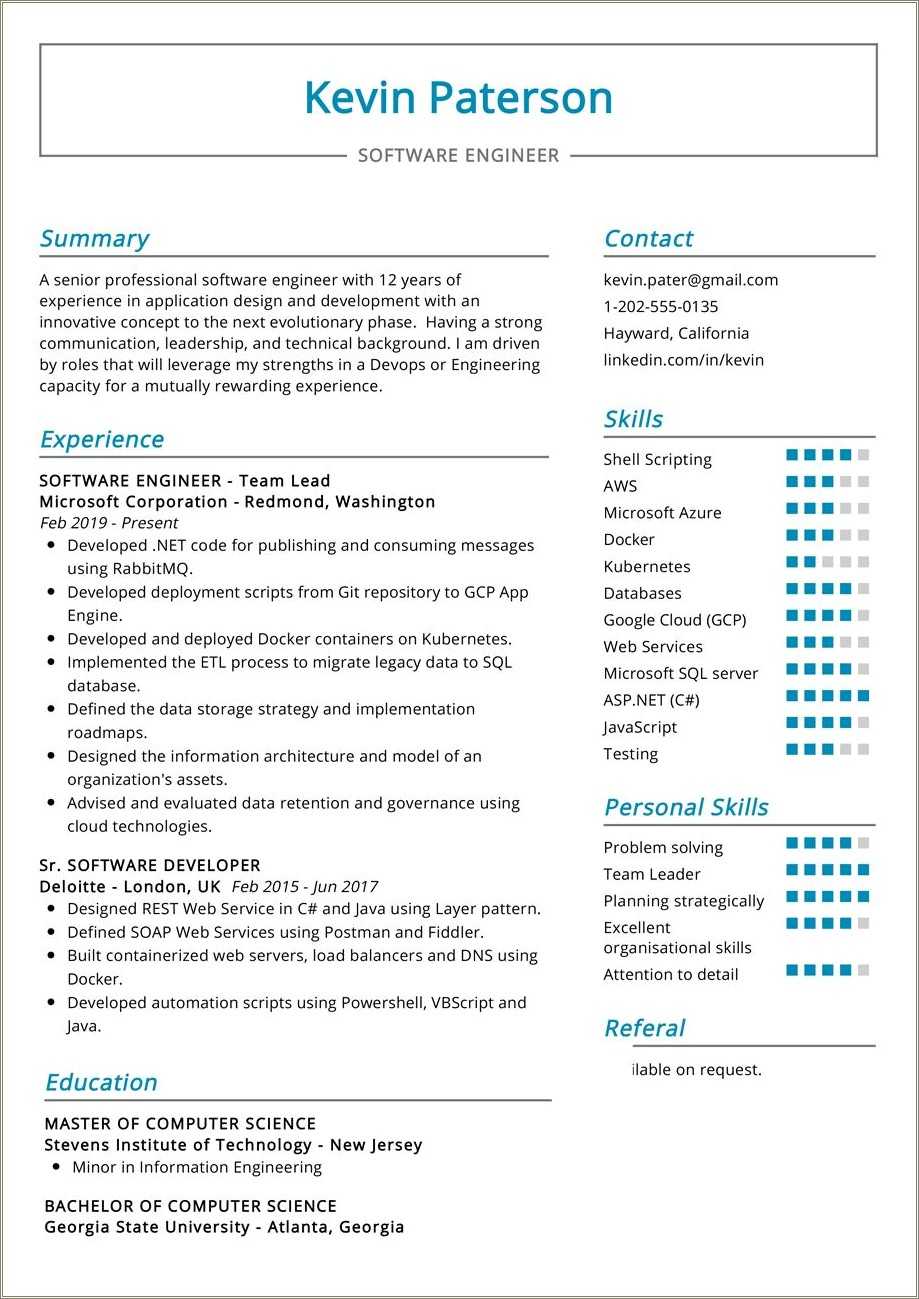 Computer Science Resume Example Without Experience