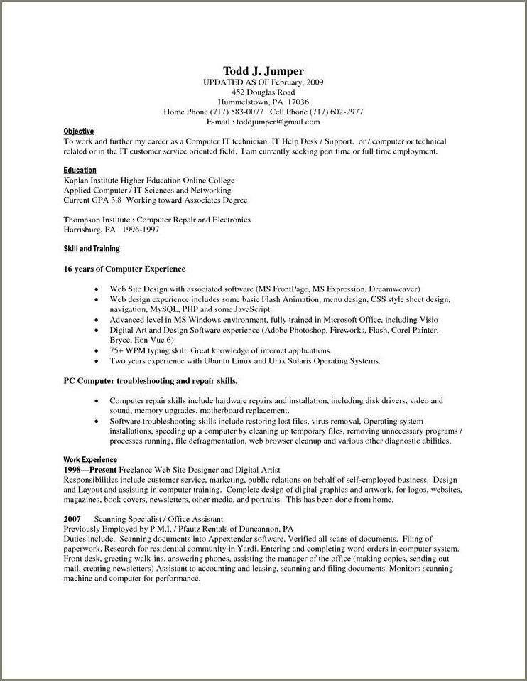 Computer Skills For It Resume