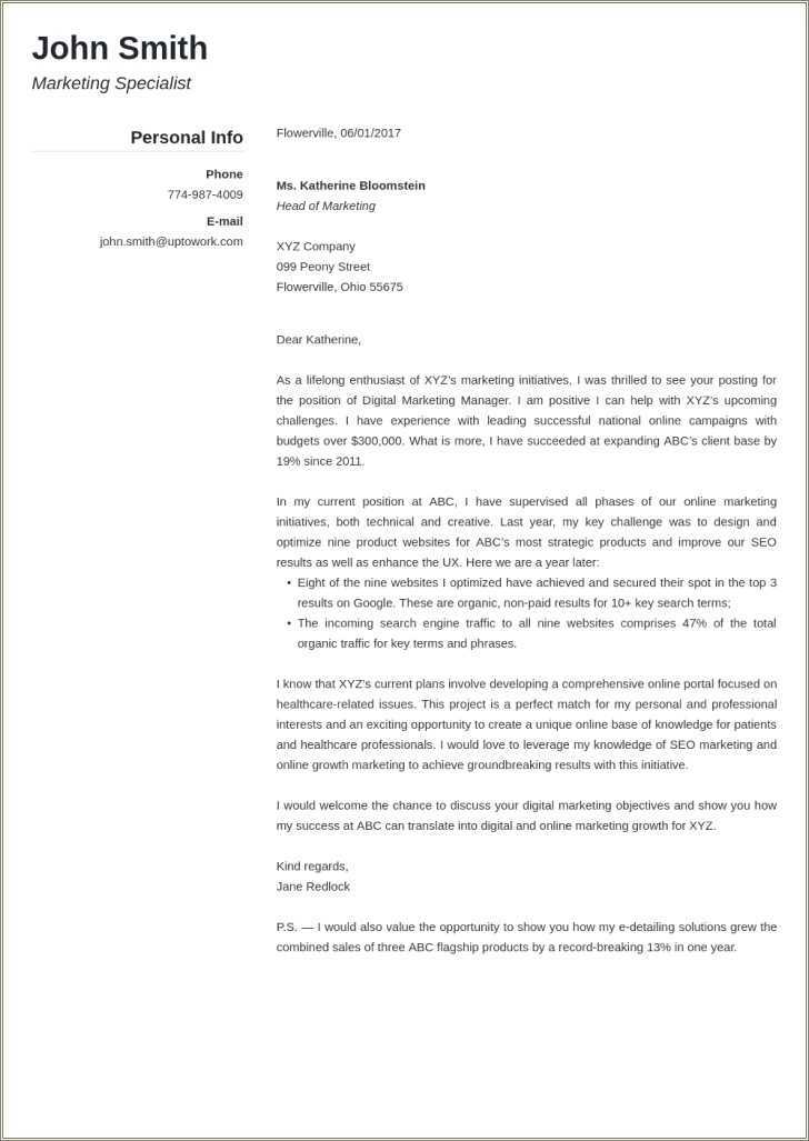 Cover Letter For Job Application And Resume