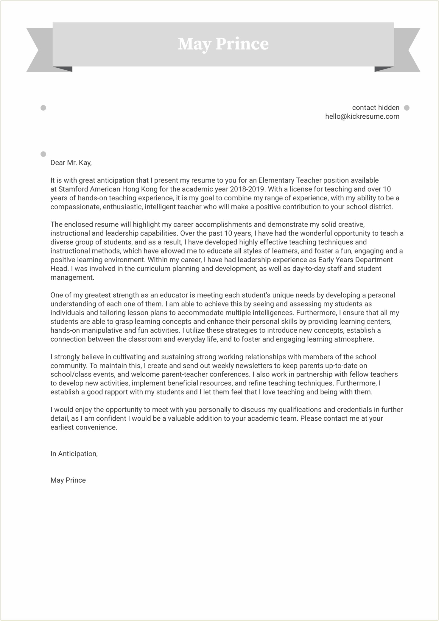 Cover letter and resume for teaching position resume example gallery