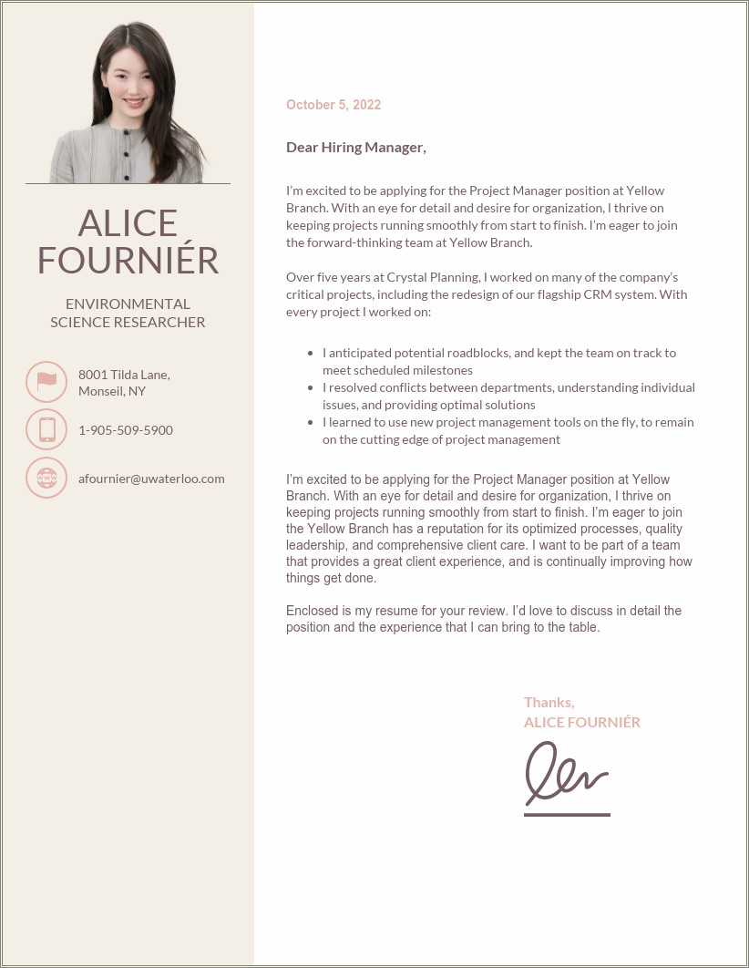 Cover Letter Sample For Resume Student - Resume Example Gallery