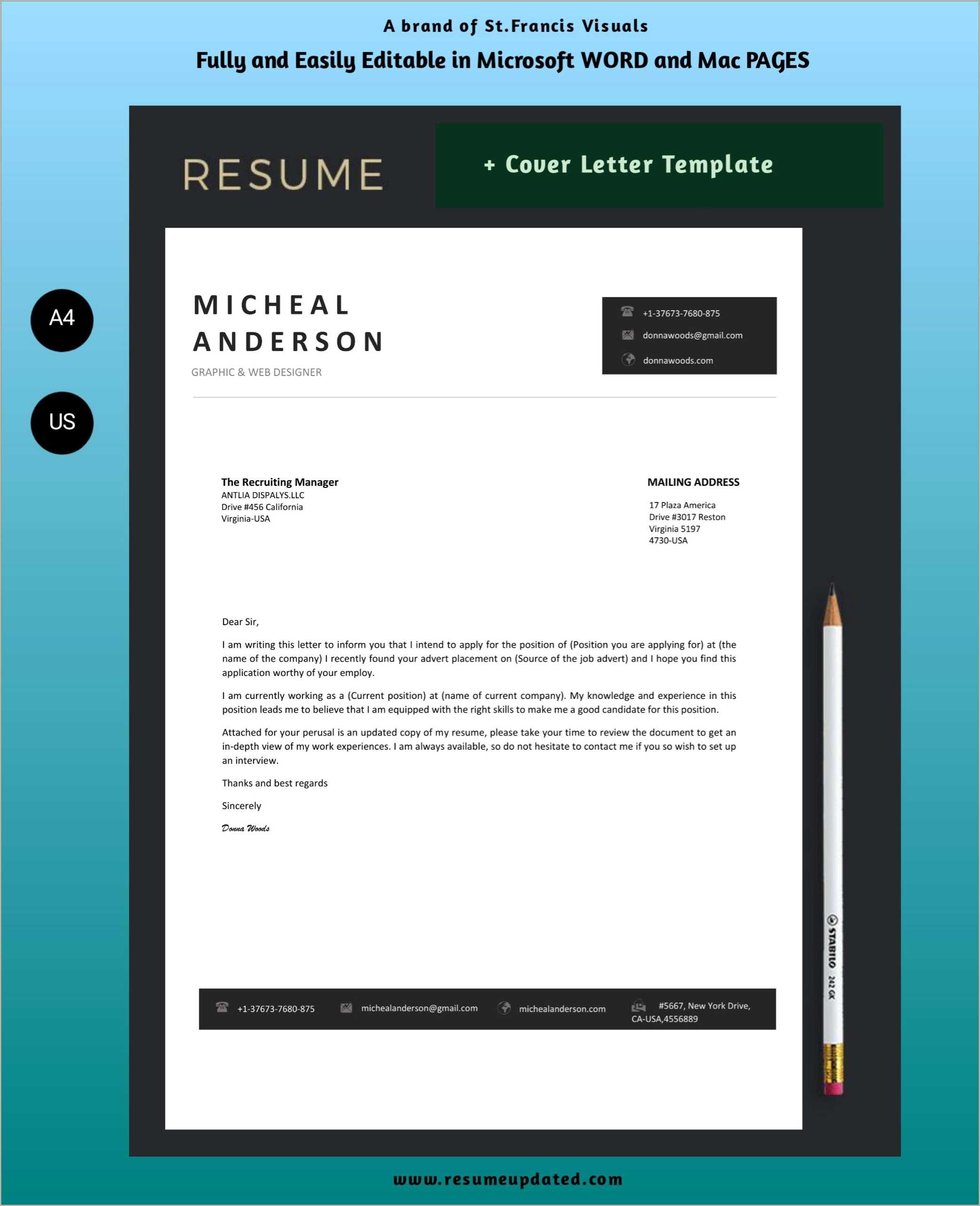 Cover Letter Template Word For Resume - Resume Example Gallery
