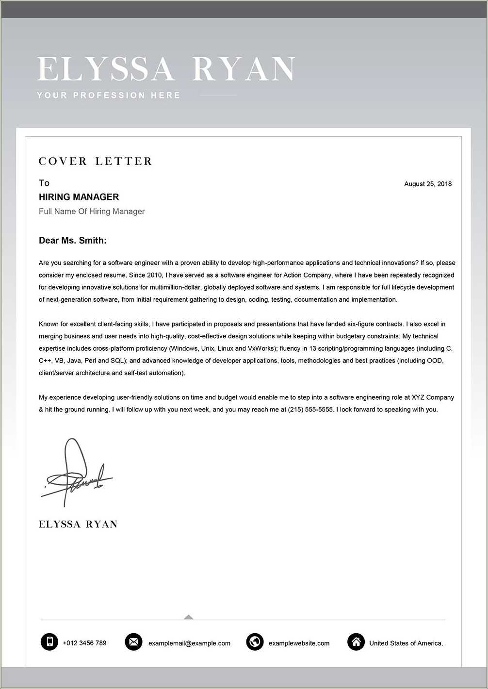 Cover Letter To For Resume Job Application