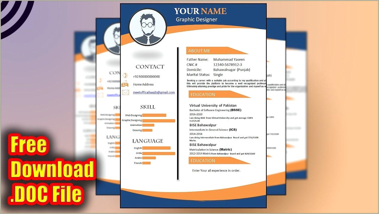 Cubic Resume Template Free Download Word