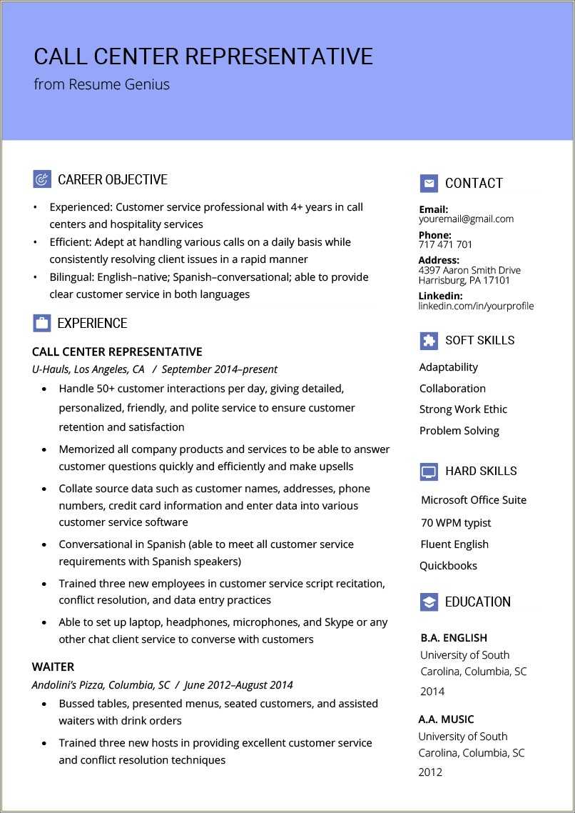 Customer Service Agent Resume Objective