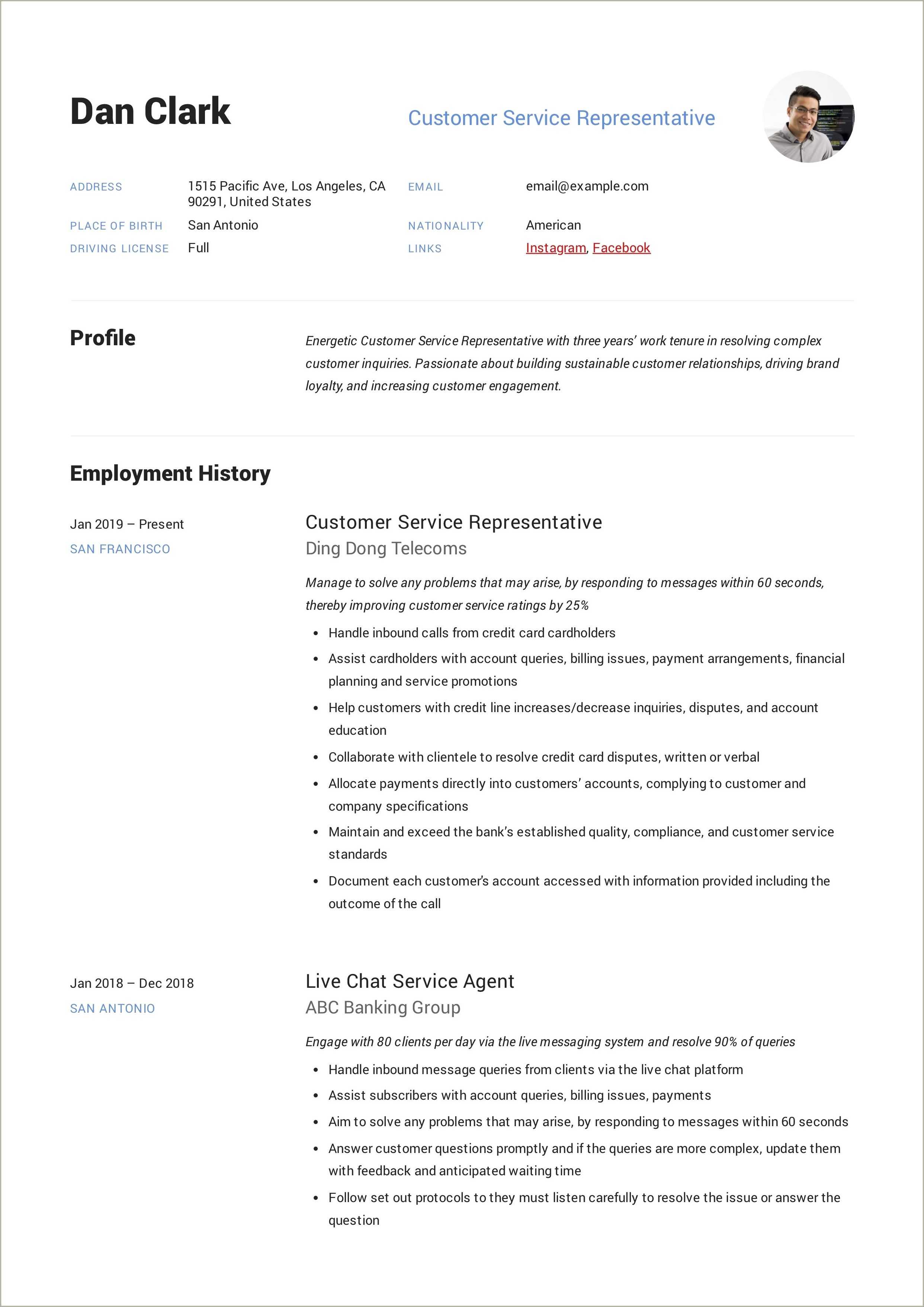 Customer Service Representative Resume Sample Monster