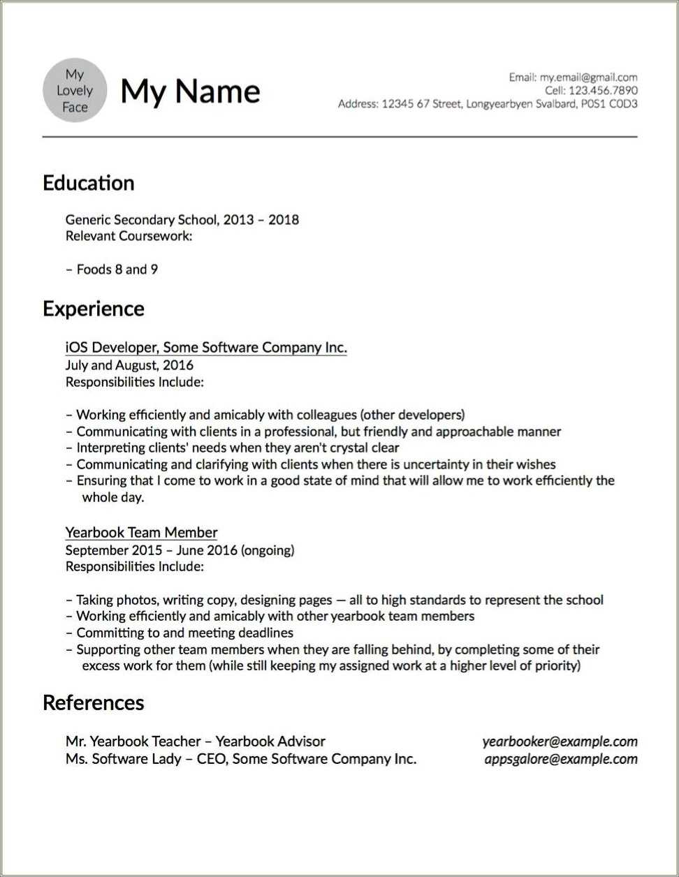 Customer Service Resume For High School Student