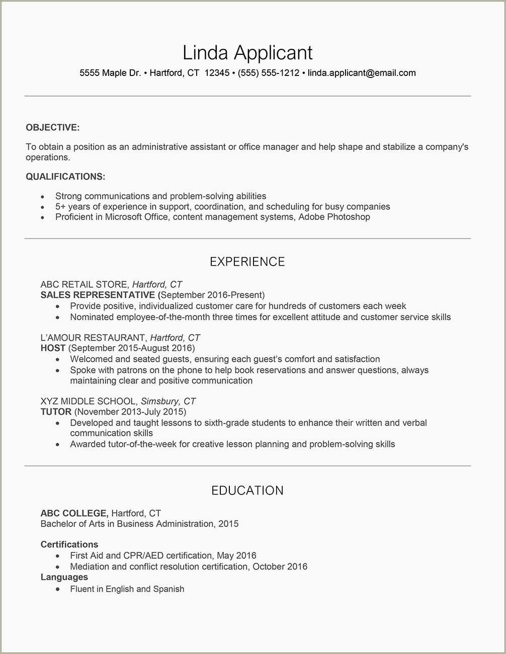 resume profile examples customer service