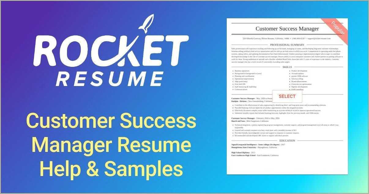 Customer Success Manager Resume Description