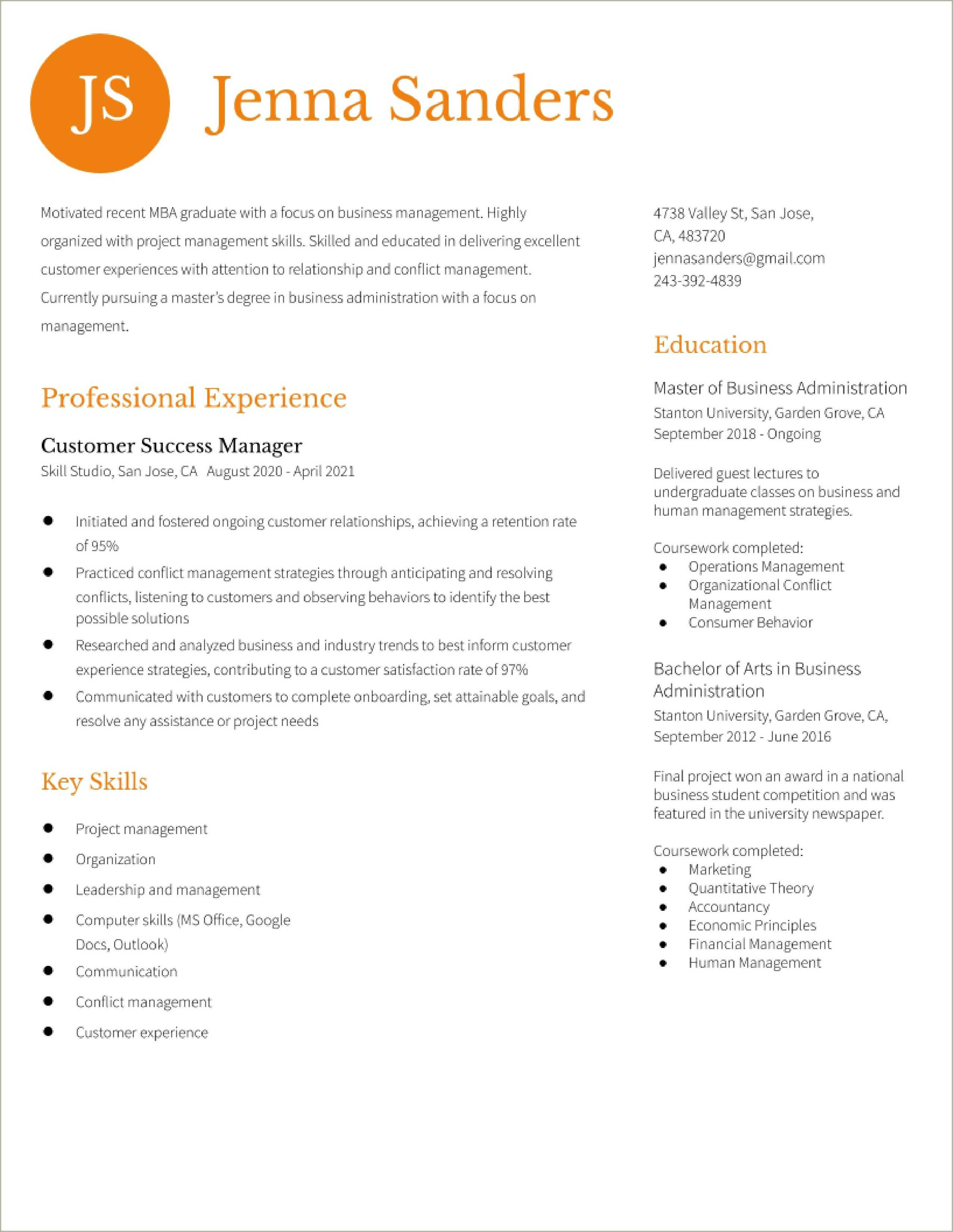 Customer Success Manager Resume Examples 2019