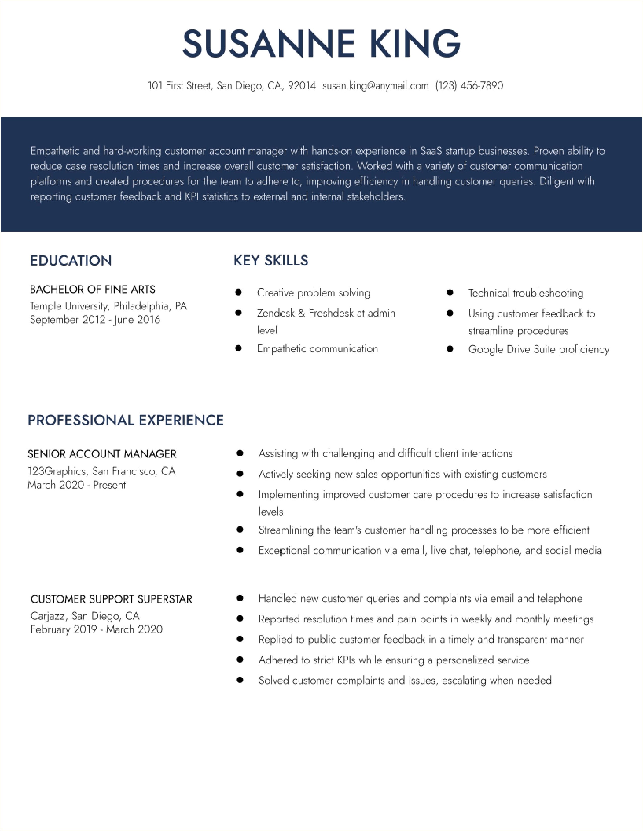 Customer Success Manager Resume Examples