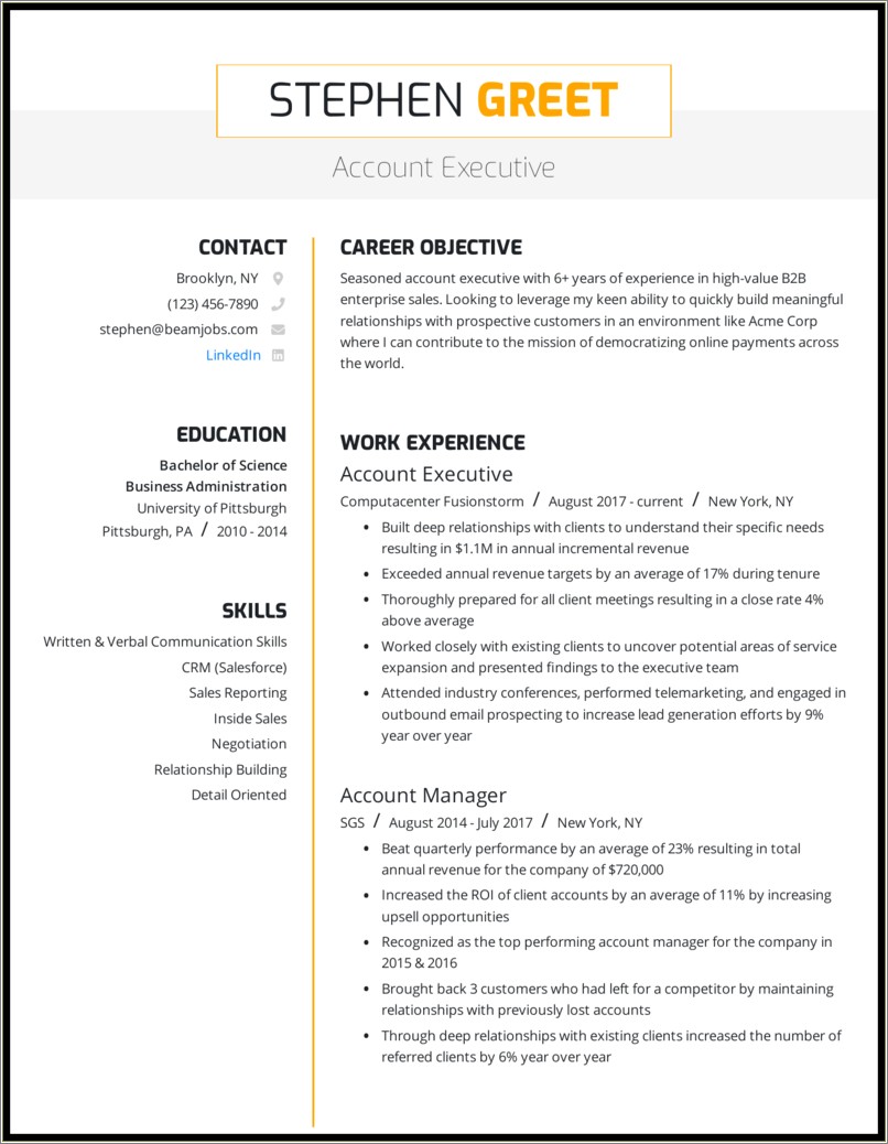 Customer Support Executive Resume Sample