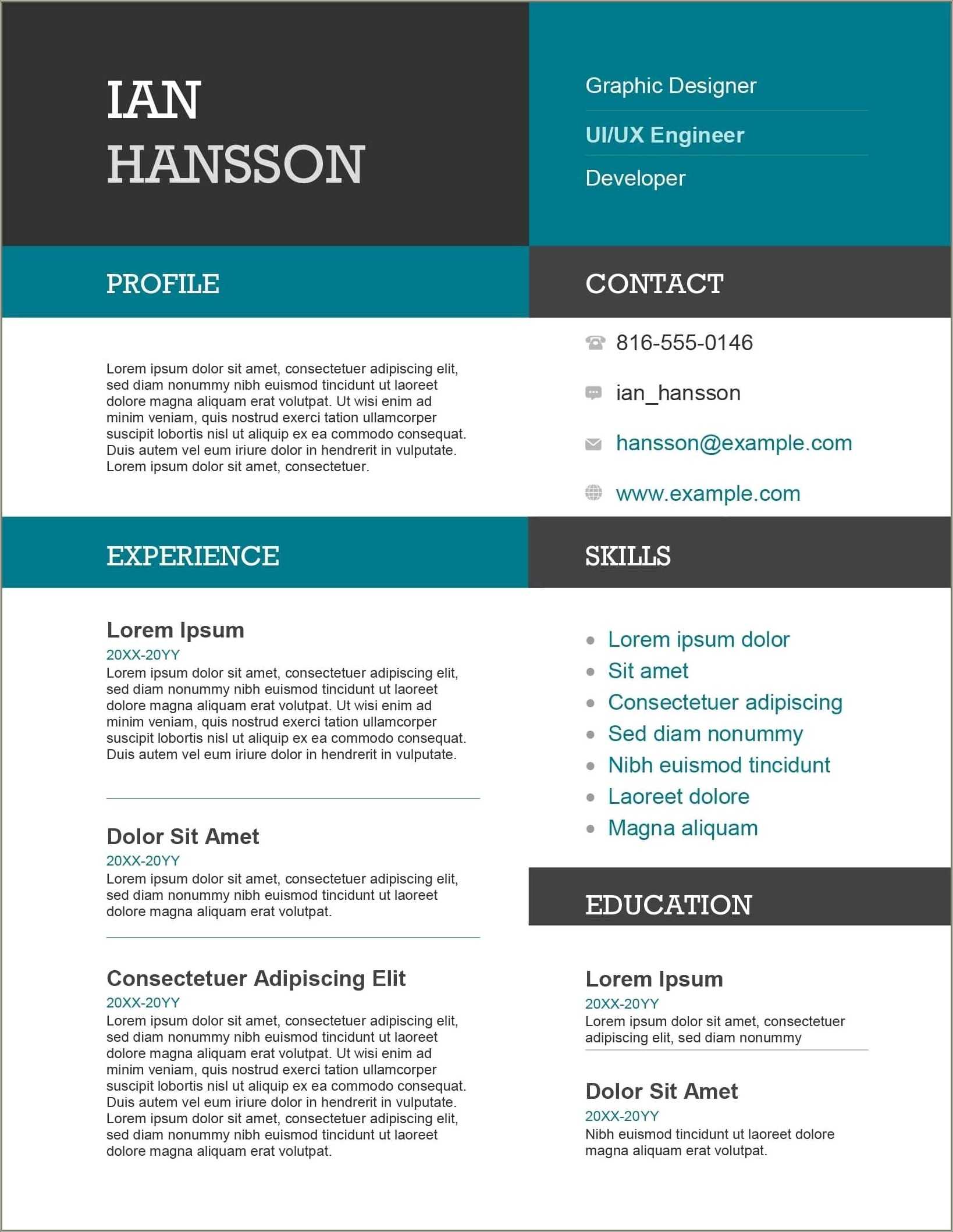 Cv Resume Template Free Download Word