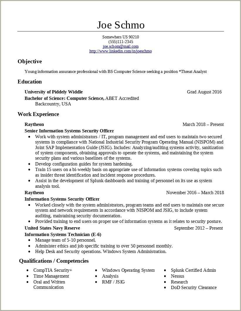 Cyber Security Analyst Resume Objective