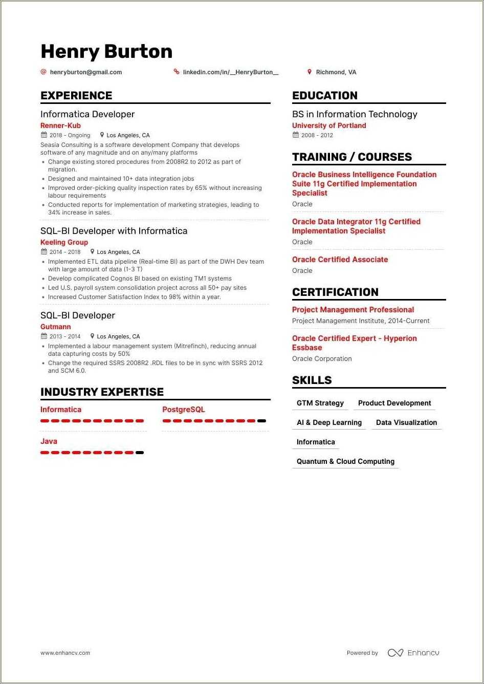 Datawarehouse Etl Developer Resume Samples Resume Example Gallery
