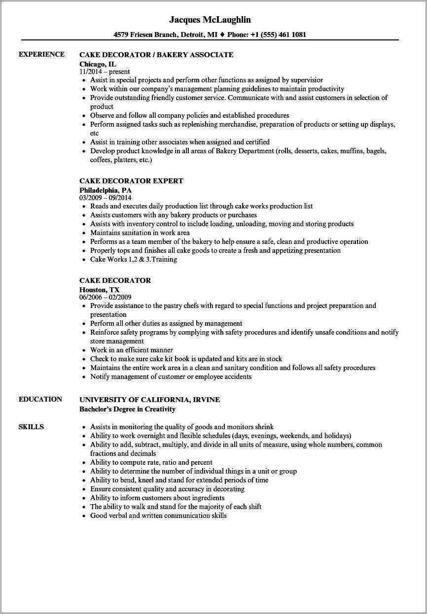 Deli Bakery Clerk Job Description For Resume Resume Example Gallery