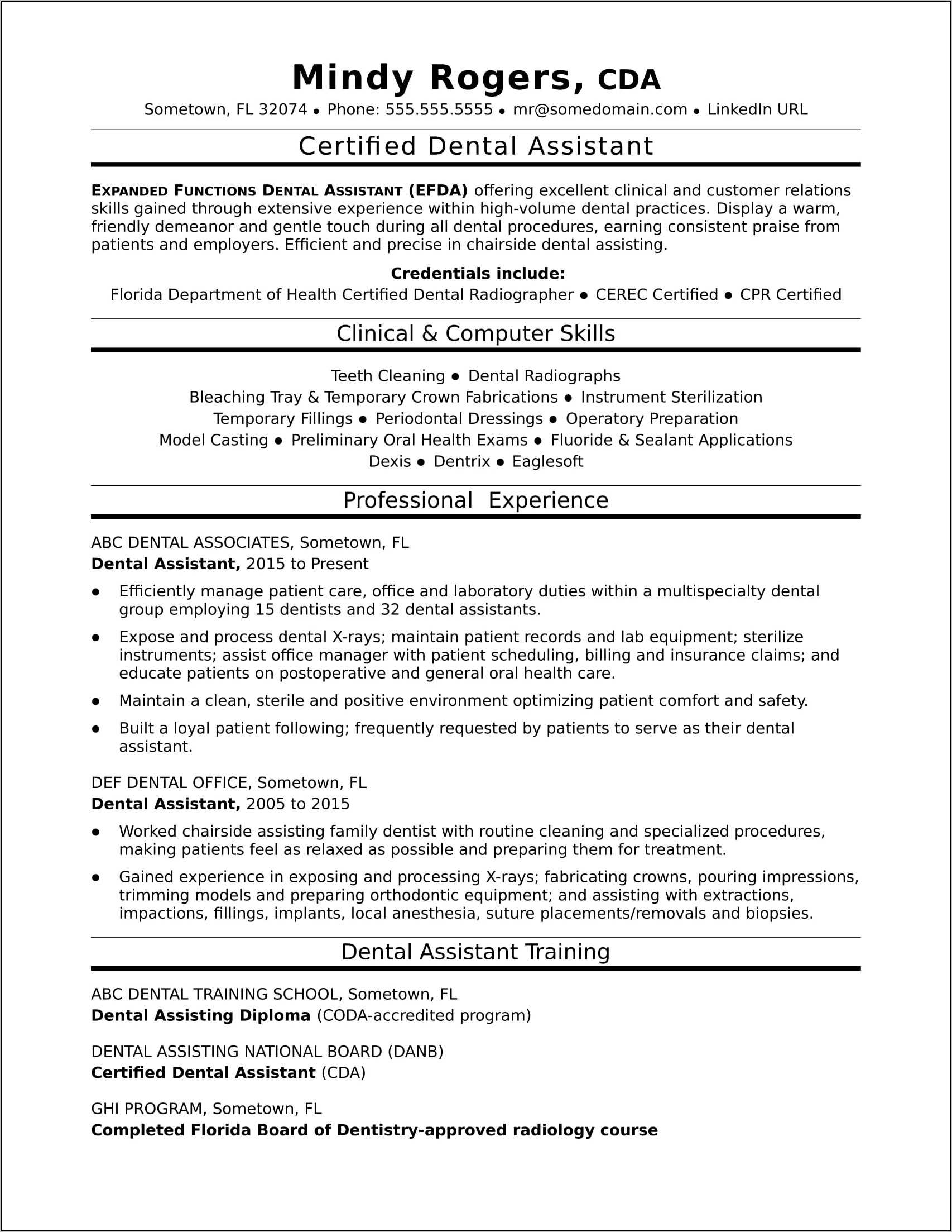 Dental Nurse Cv Resume Example - Resume Example Gallery