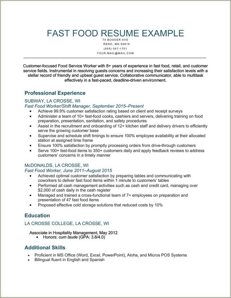 Do Fast Food Jobs Require Resumes