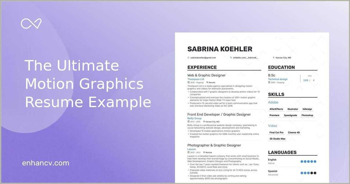 Do Motion Graphic Template Resume Yahoo