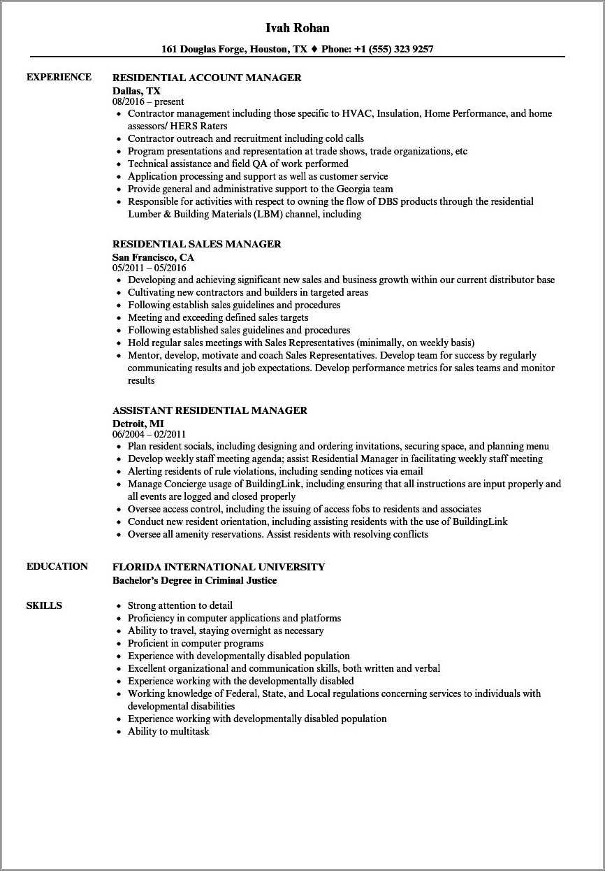 Domestic House Manager Sample Resumes Resume Example Gallery