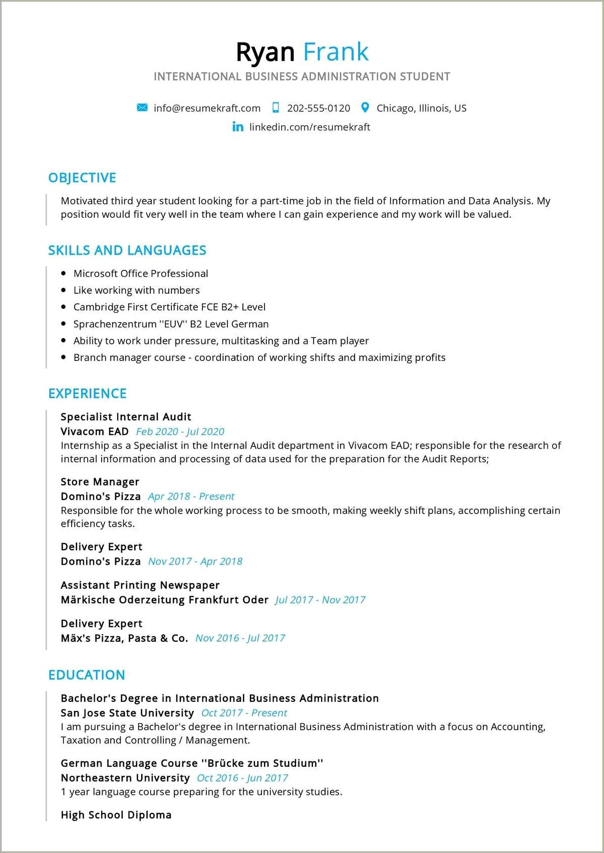 Domino's Pizza Store Manager Resume Resume Example Gallery