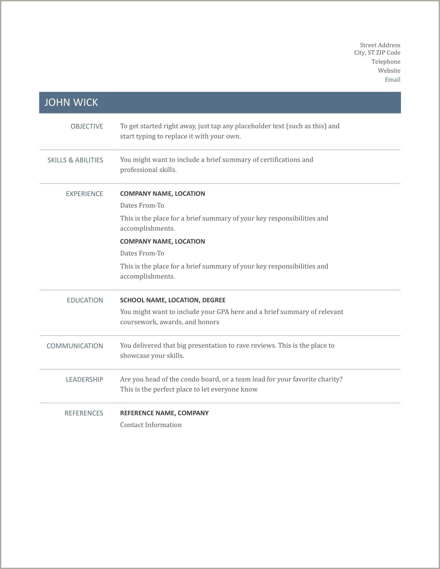 Free Downloadable Resume Templates For Word 2013 Resume Example Gallery