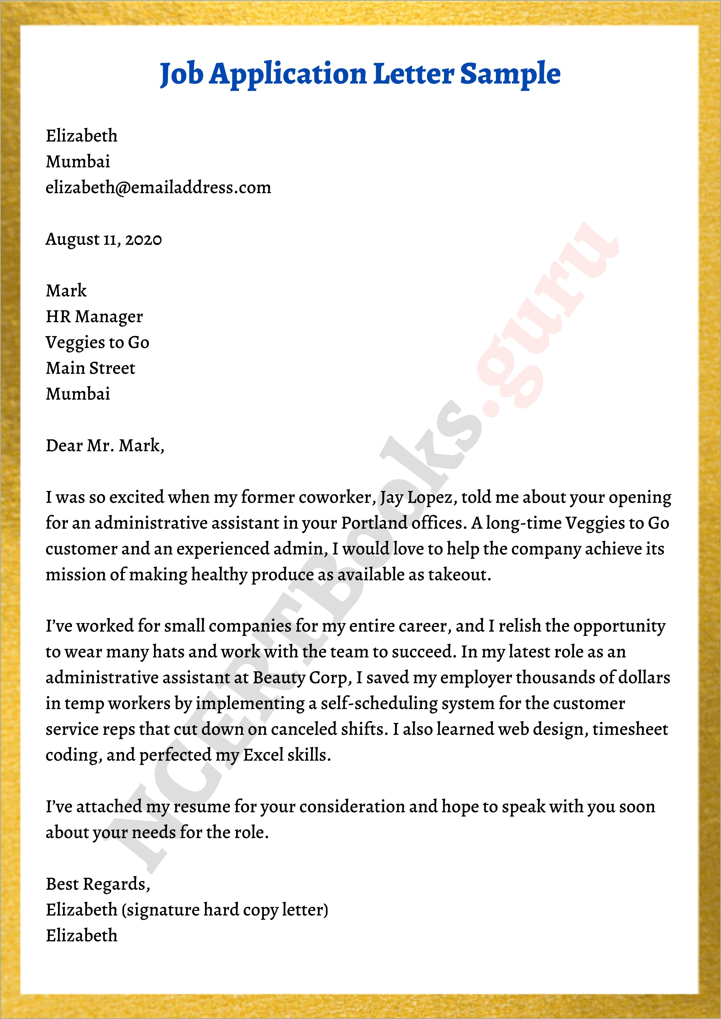 Draft A Job Application Letter With Resume