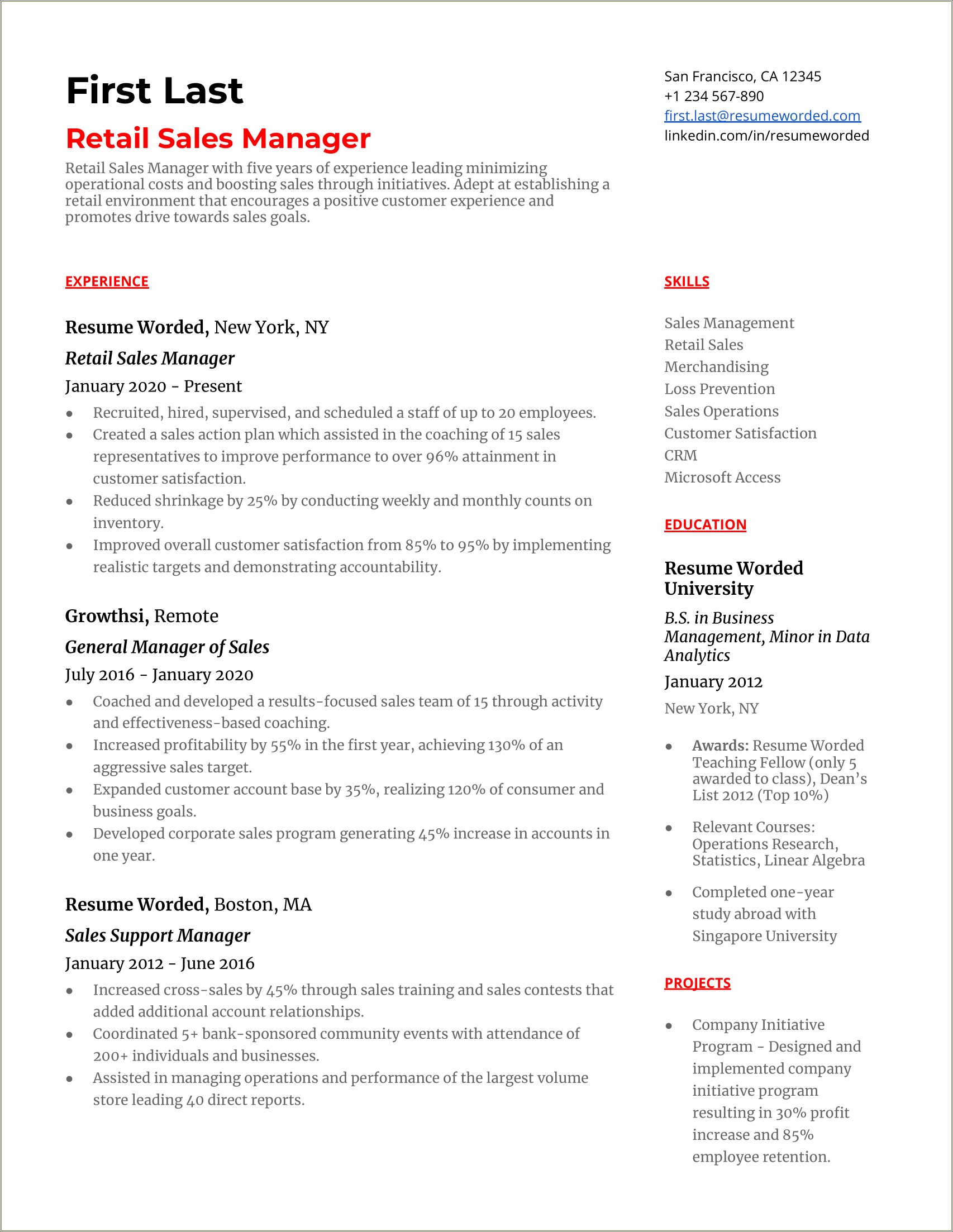 Driver Manager Moving Company Resume