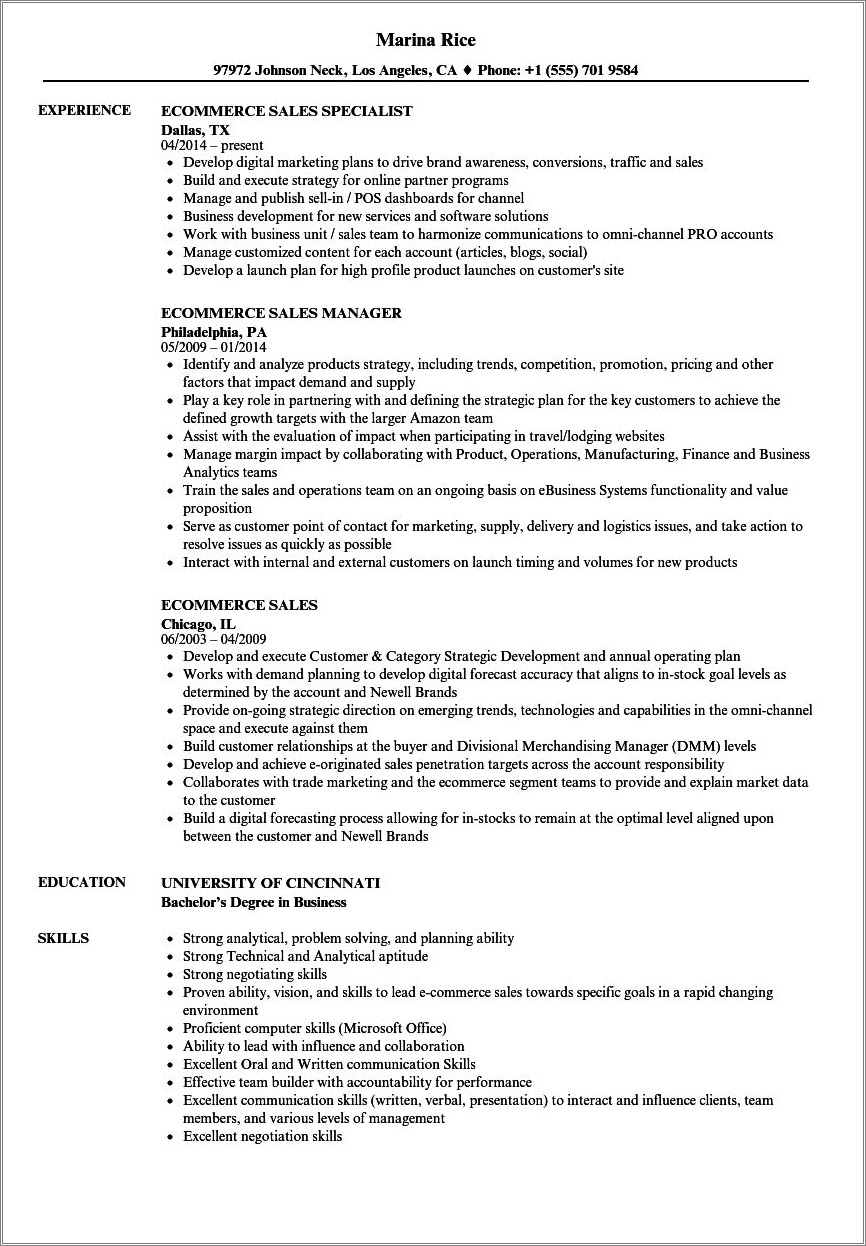 E Commerce Specialist Resume Sample Resume Example Gallery e-commerce-specialist-resume-sample-resume-example-gallery