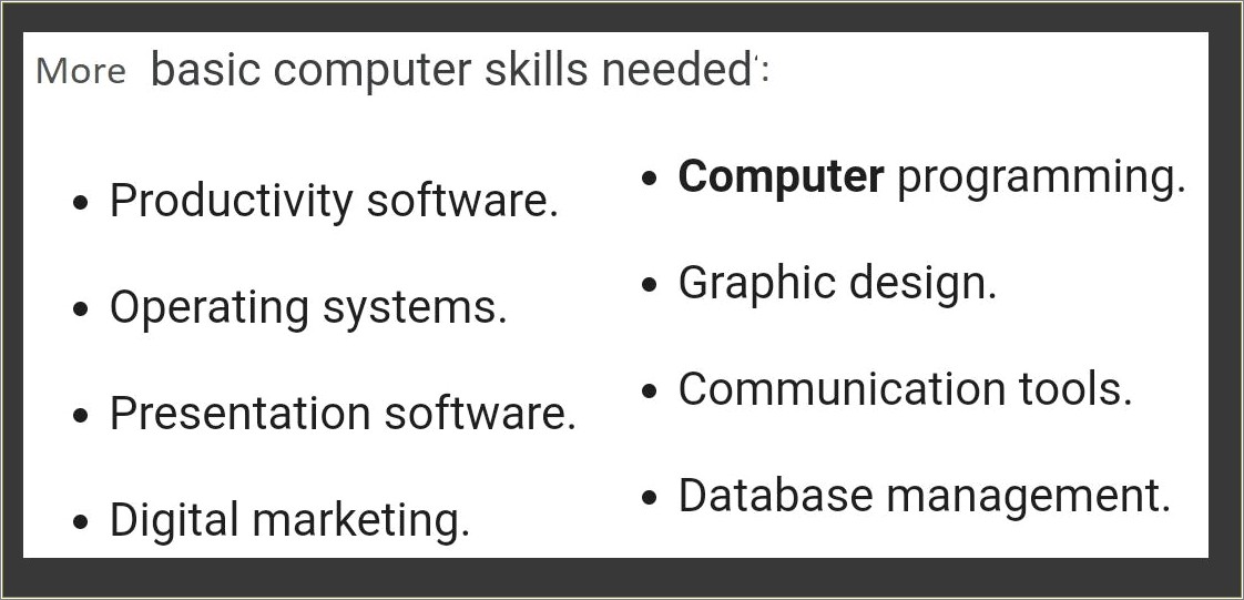 Easy Computer Literacy To Put On Resume