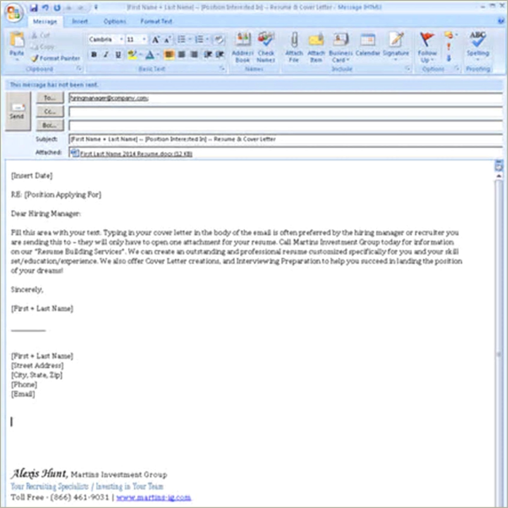 Email Job Application Attached Cover Letter And Resume