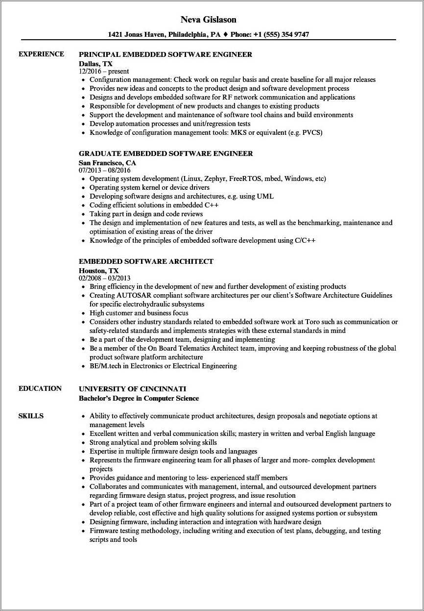 Embedded Hardware Engineer Resume Samples Pdf Resume Example Gallery
