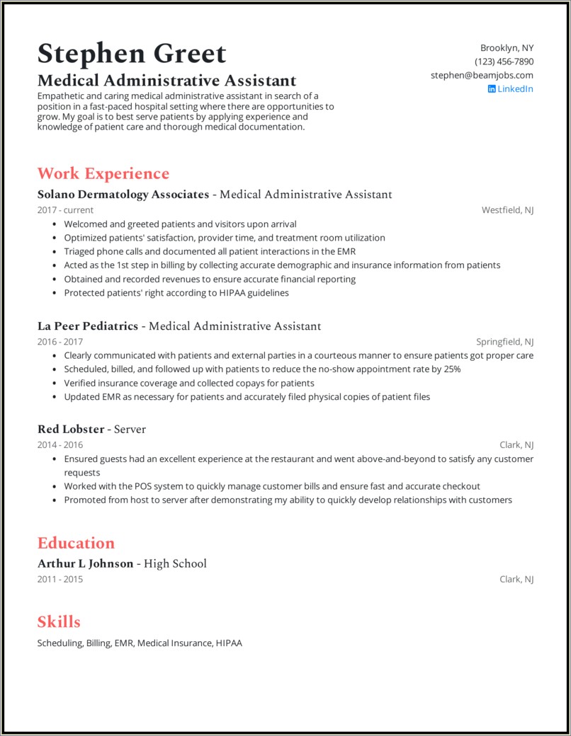 Entry Level Admin Assistant Resume Template Resume Example Gallery