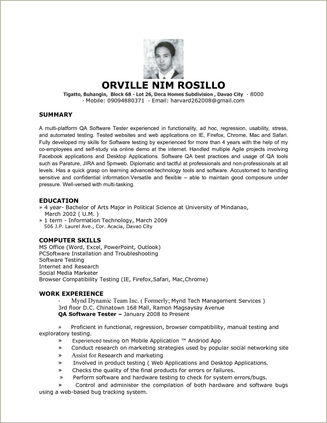 Entry Level Computer Engineer Resume Sample