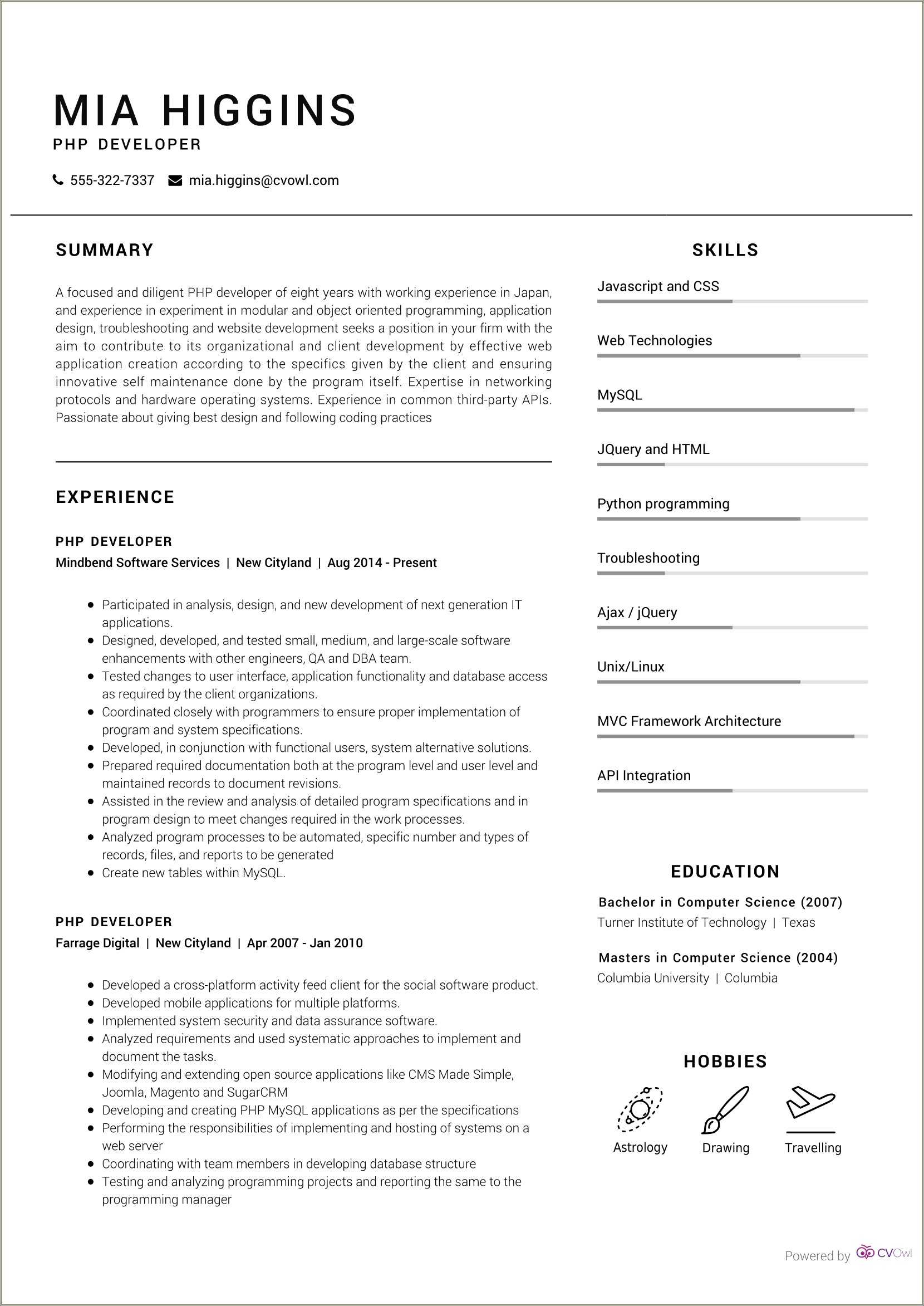 Entry Level Java Programmer Resume Sample