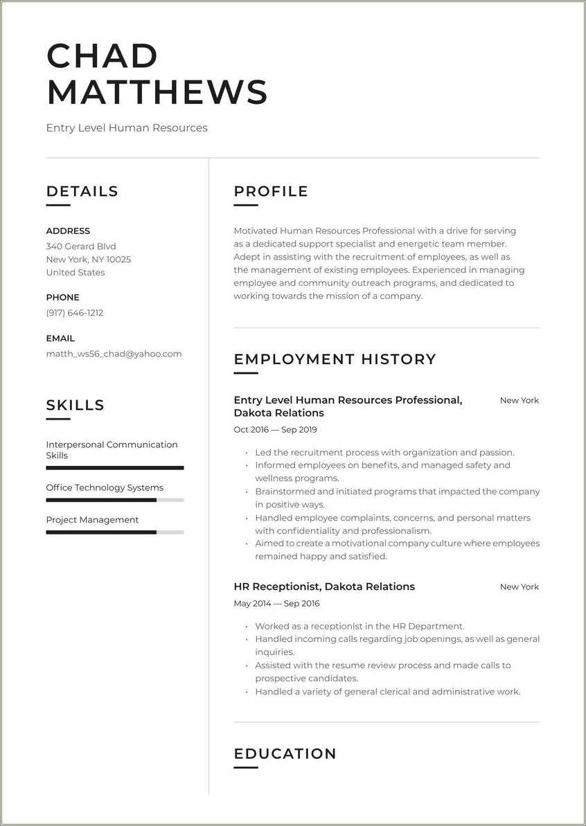 entry-level-job-resume-summary-resume-example-gallery