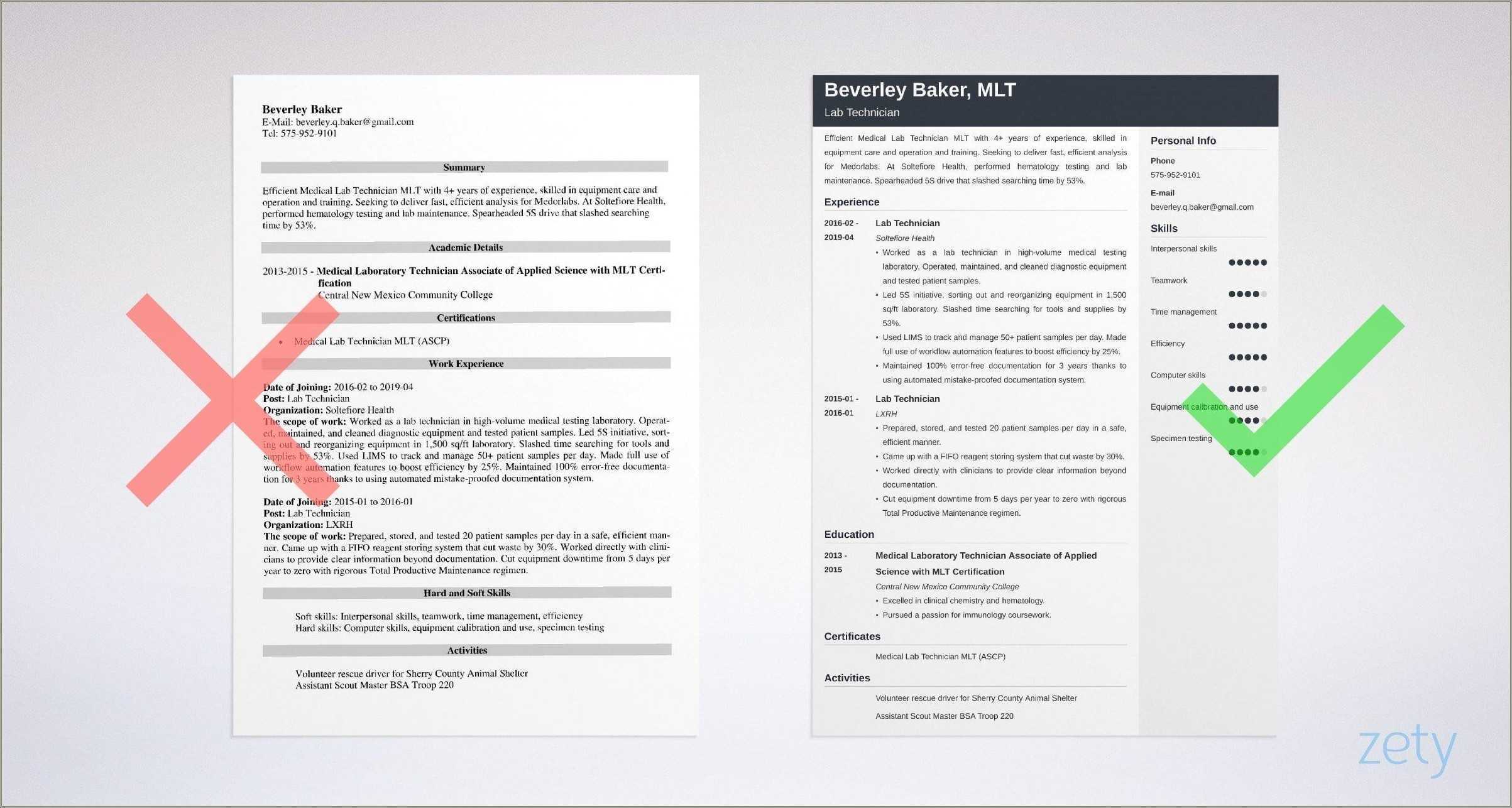 Entry Level Lab Tech Resume Sample Resume Example Gallery