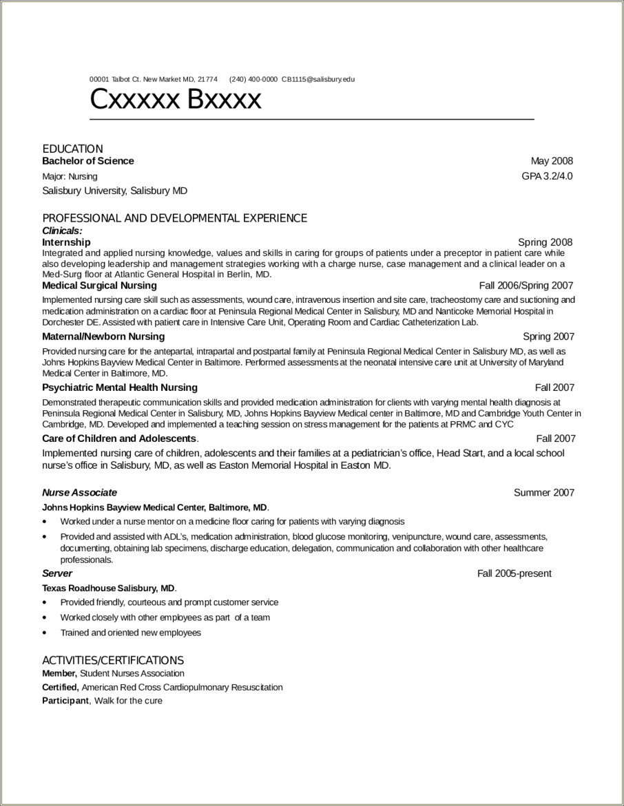 Er Registered Nurse Resume Examples