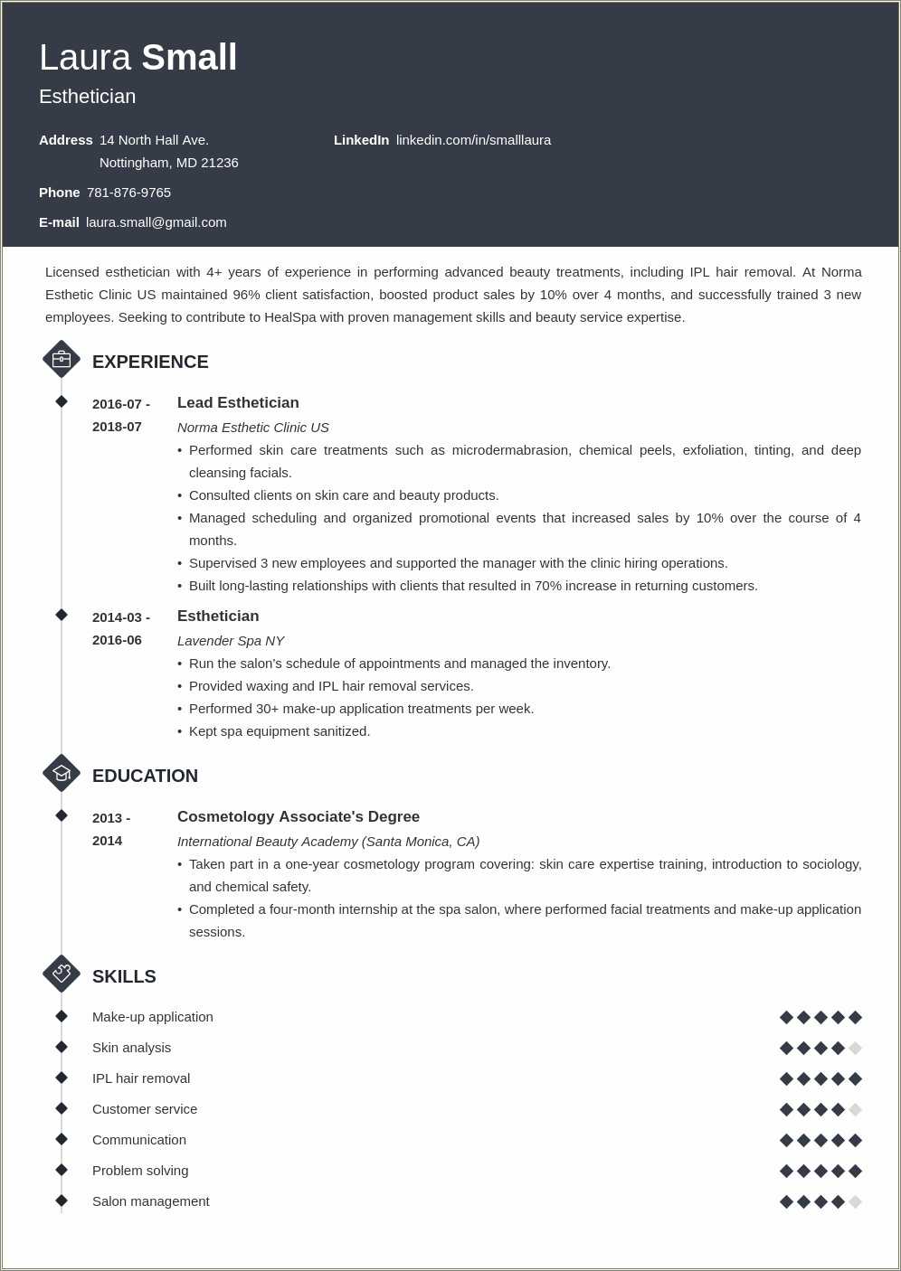 Esthetician Resume Examples Created By Pros Myperfectresumemyperfectresume.com