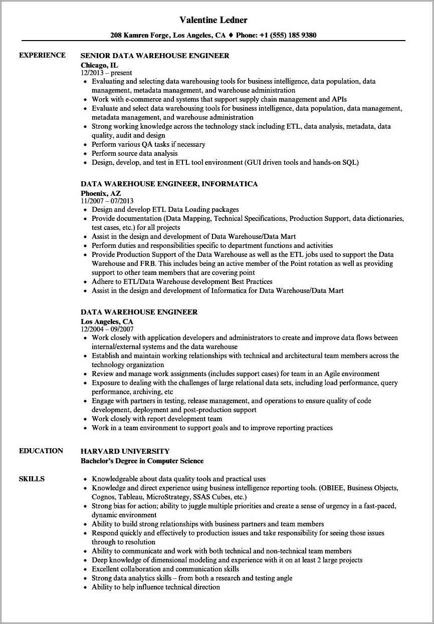 Etl Developer With Python Resume Sample - Resume Example Gallery