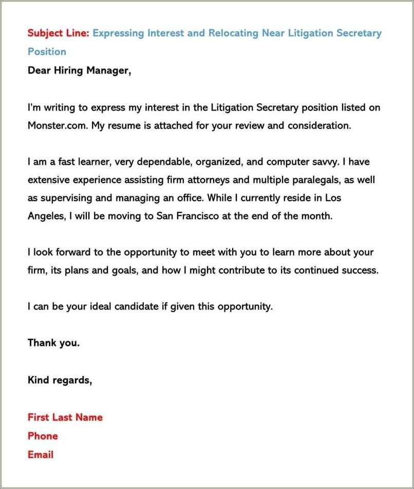 Example Email Cover Letter Resume Attached