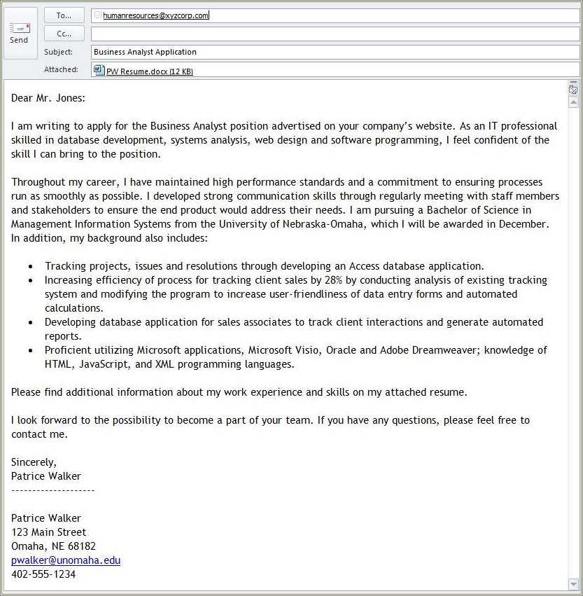 Example Email Cover Letter With Resume Attached - Resume Example Gallery