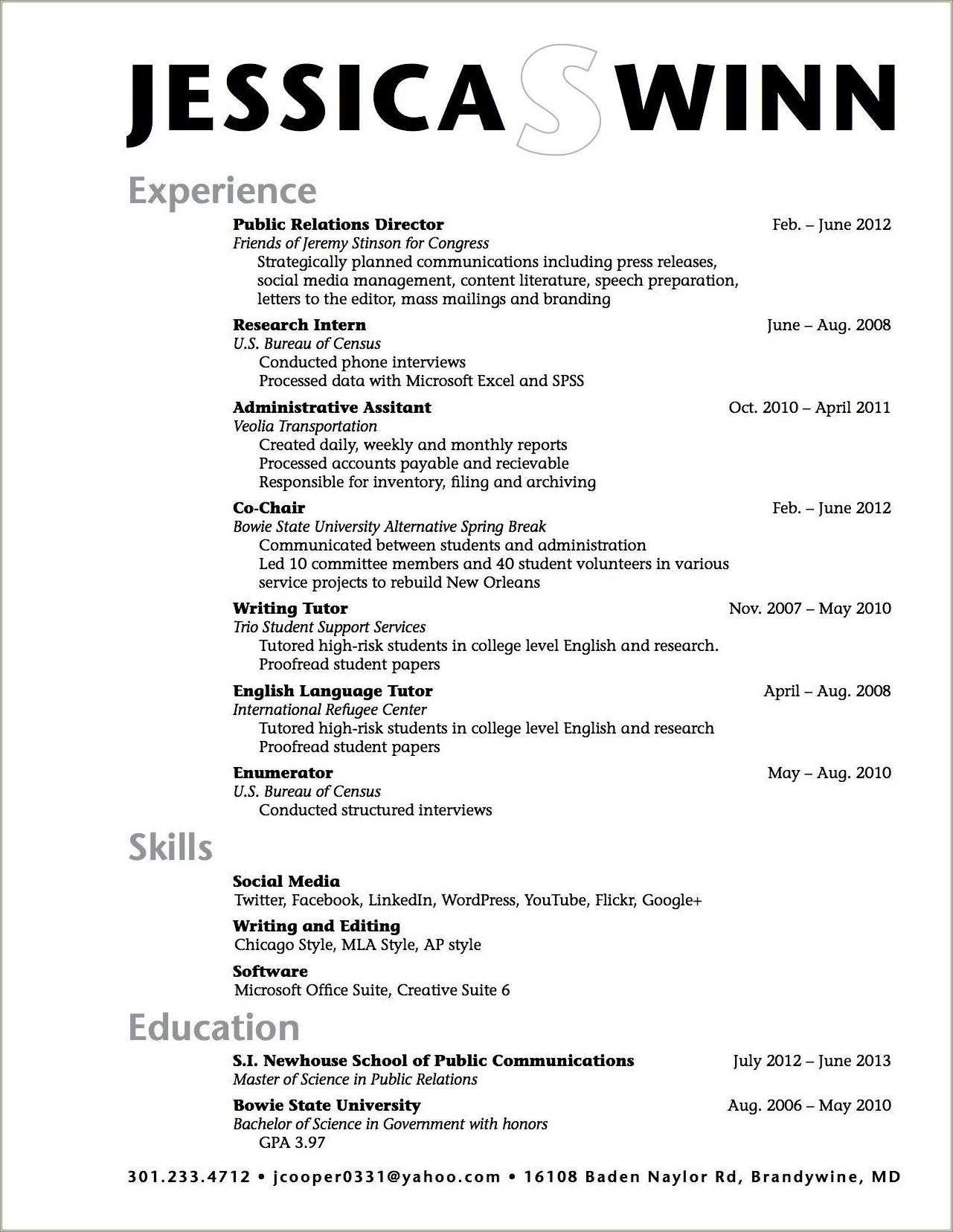 Example Of An Resume For High School Students